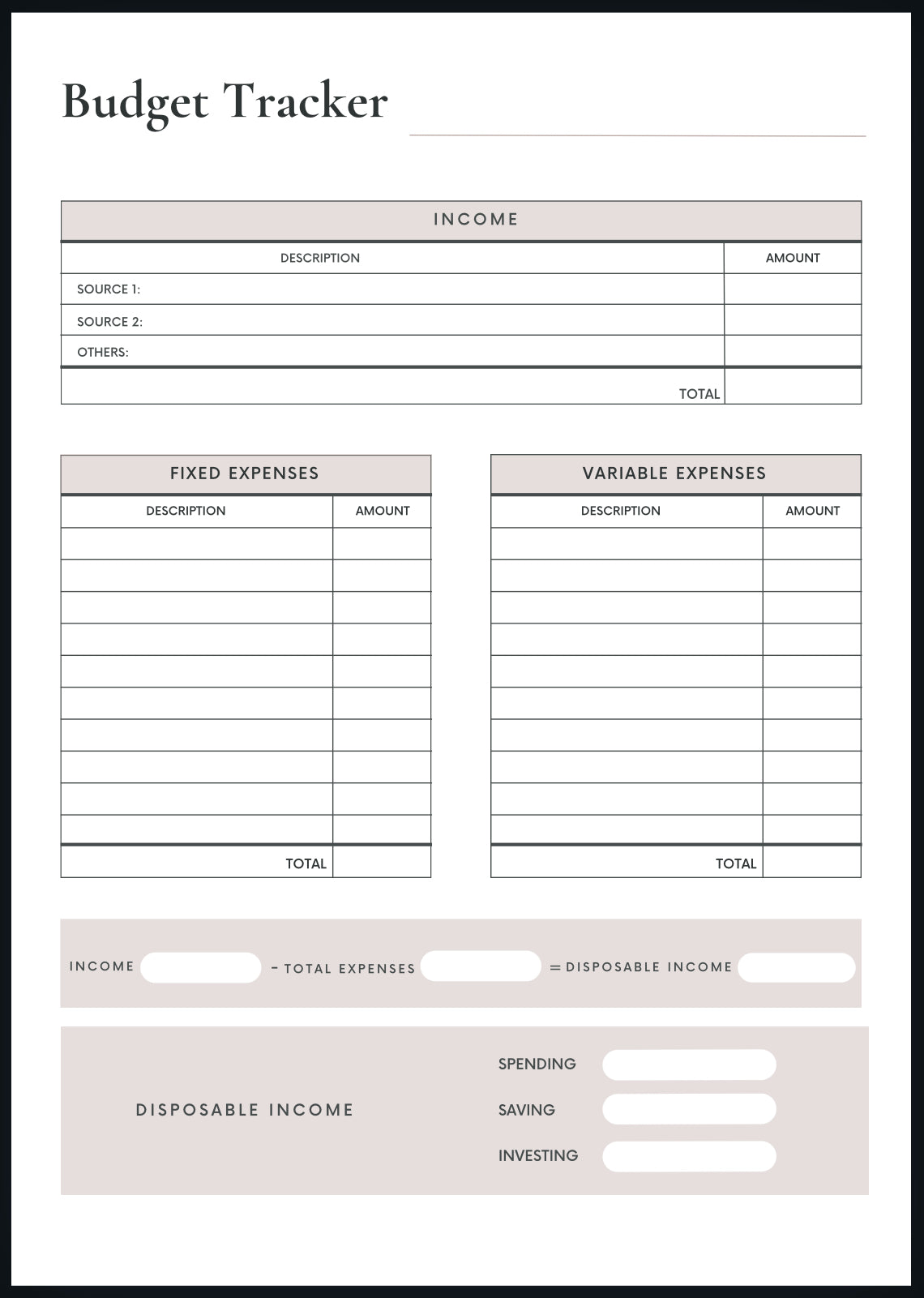 Simple Budget Tracker PDF