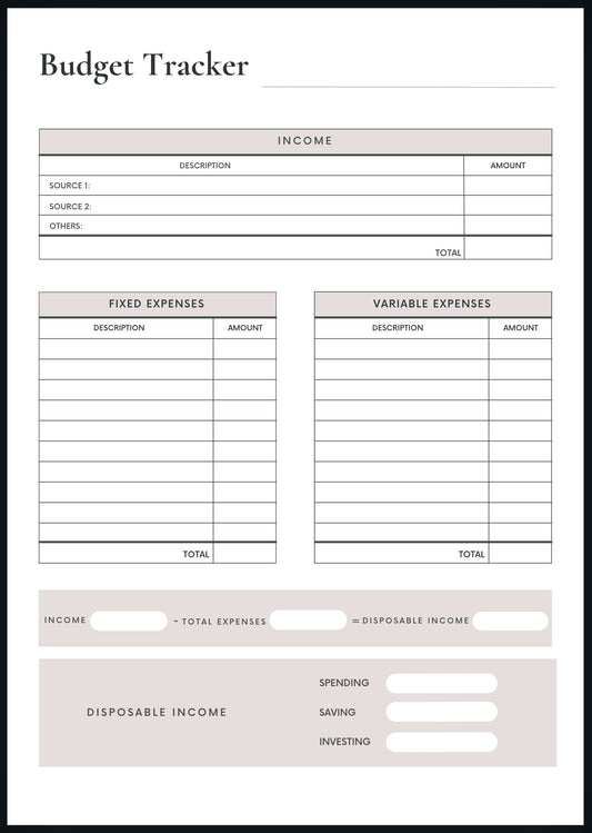 Simple Budget Tracker PDF